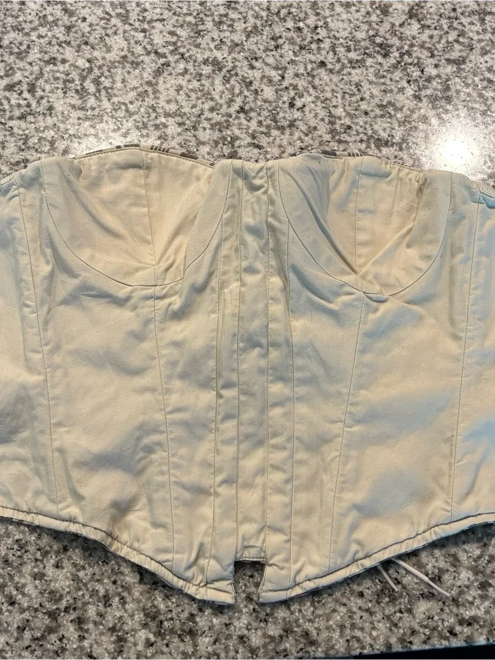 Rare Denim & Supply Ralph Lauren Striped Lace-Up Bustier in Taupe and Cream